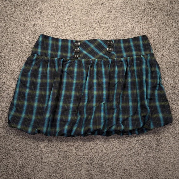 Soulmates Dresses & Skirts - Y2K Soulmates Skirt Womens 13 Blue Green‎ Plaid Bubble Mini School Girl Preppy